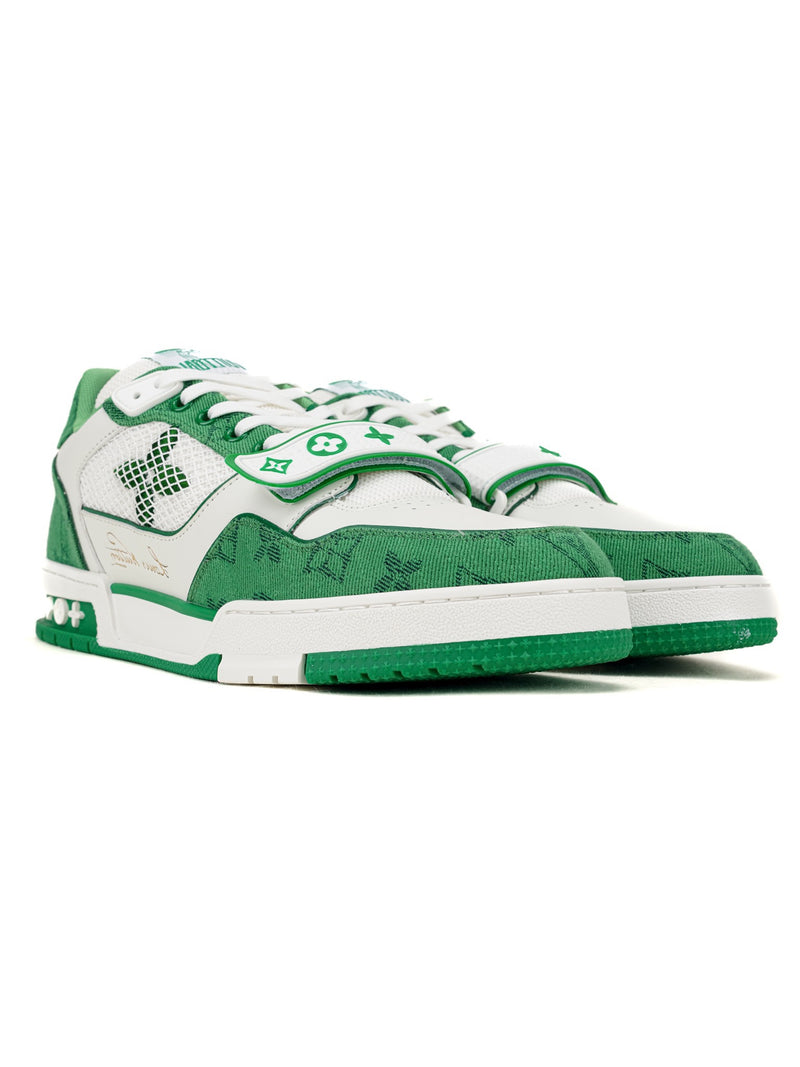 Louis Vuitton Trainer Green Monogram Flowers