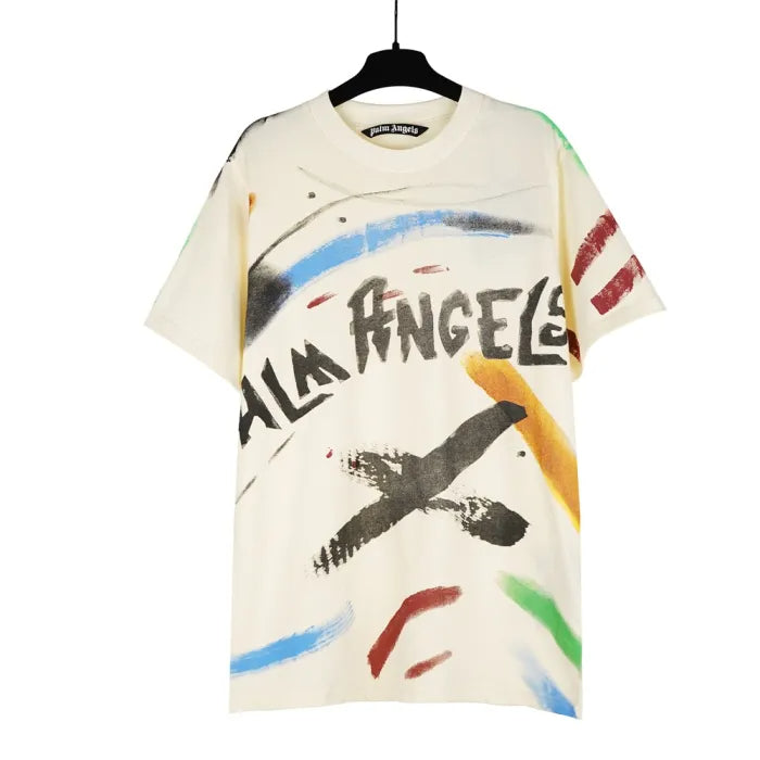 Palm Angels Paint Stroke T-Shirt Cream