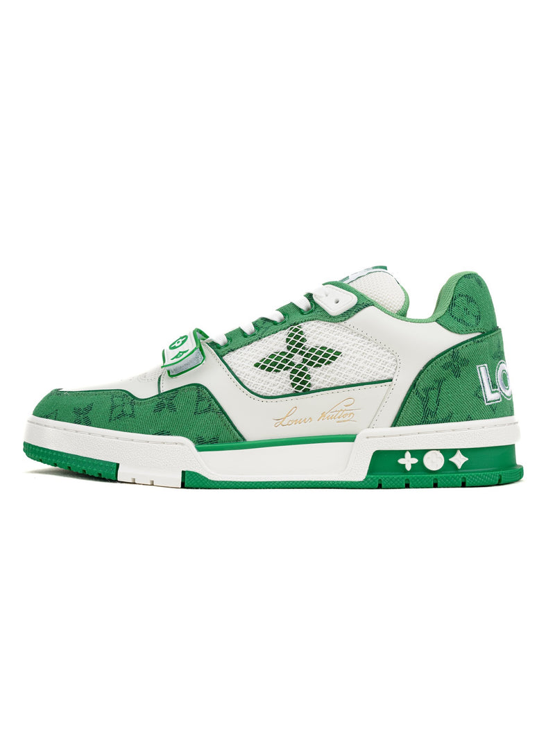 Louis Vuitton Trainer Green Monogram Flowers