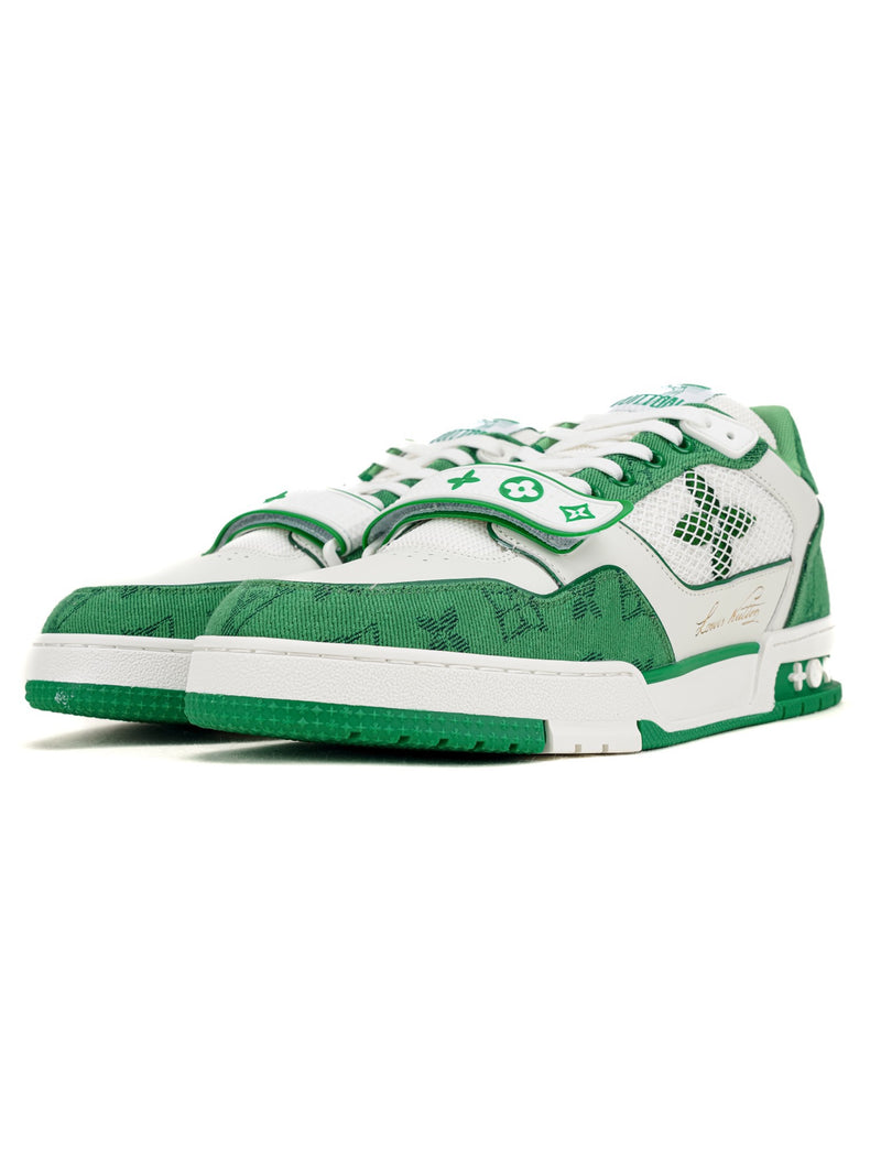 Louis Vuitton Trainer Green Monogram Flowers